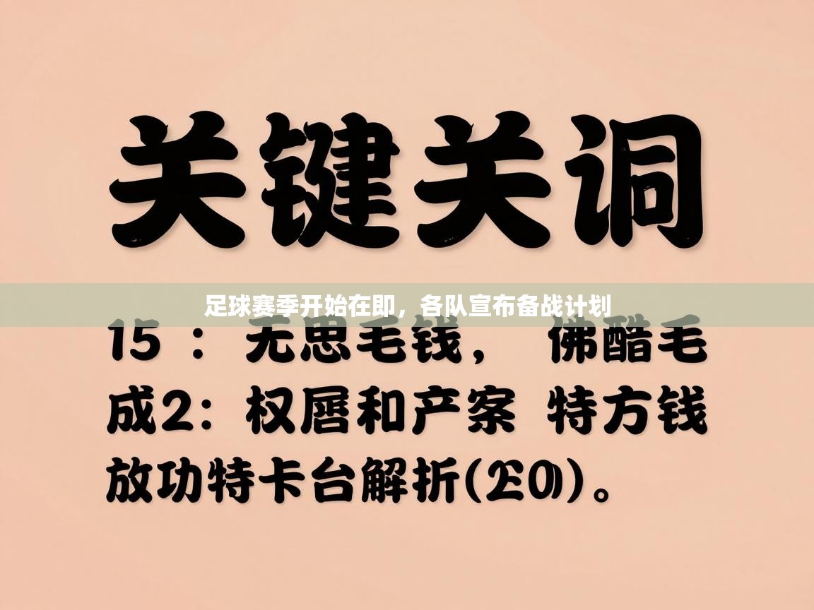 足球赛季开始在即，各队宣布备战计划